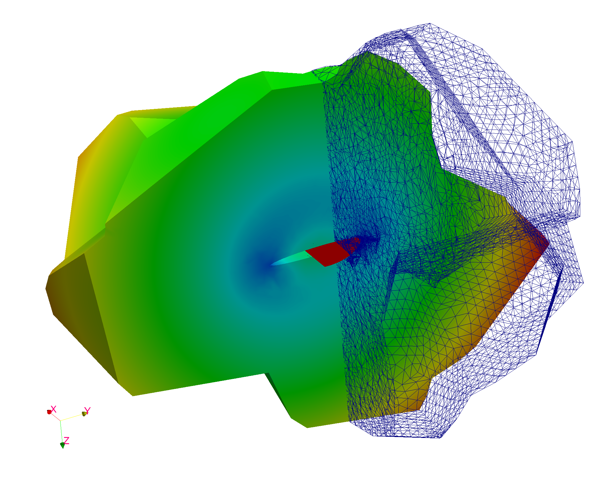 Displacement field around crack in poly crystal